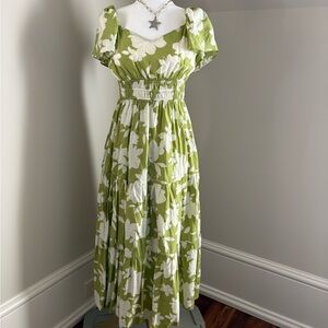 Blu Pepper Green Floral Midi Dress
